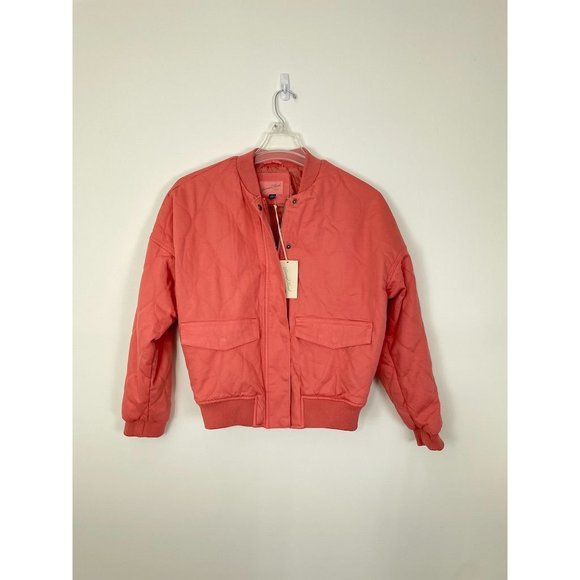 Universal Thread Women's Bomber Jacket XS Pink Zip Puffer Quilted Pockets New - Picture 3 of 9